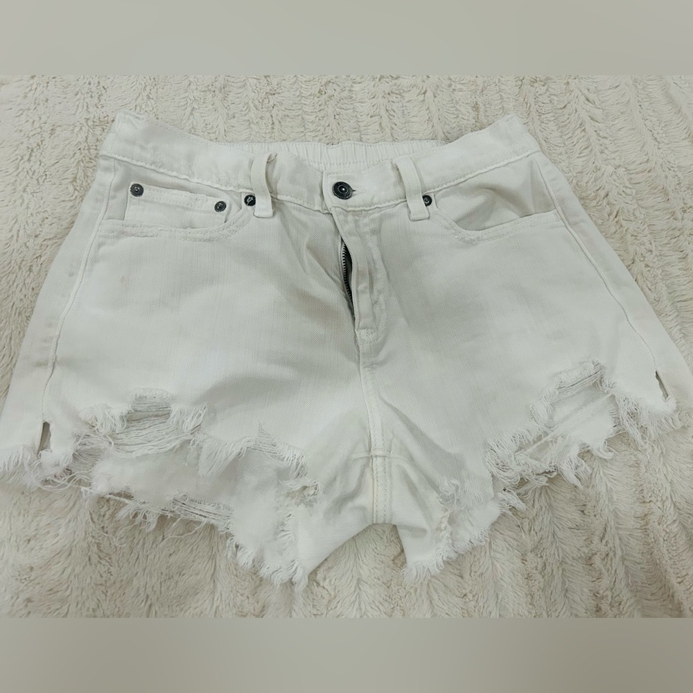 Aerie White Frayed Hem Jean Shorts